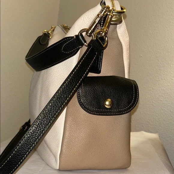 COACH Penny Shoulder Bag Chalk Multi Colorblock Refined Pebble Leather. - Picture 7 of 16